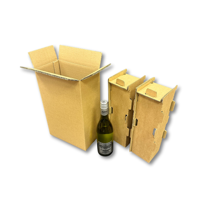 Plain Wine Bottle Shipping Boxes - Brown